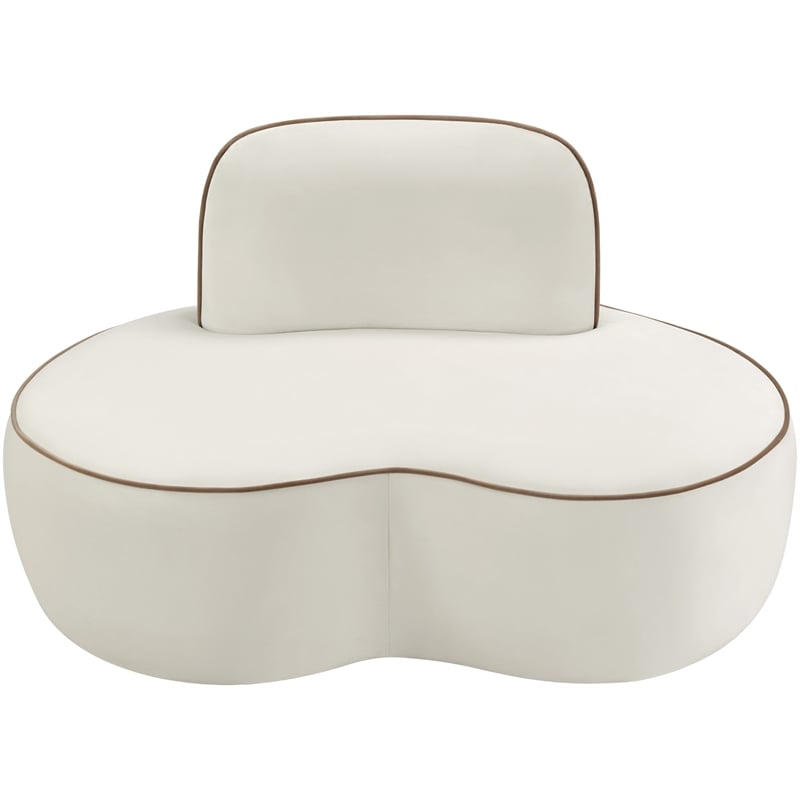 Bowery Hill Contemporary Cream Durable Velvet Upholstered Chair