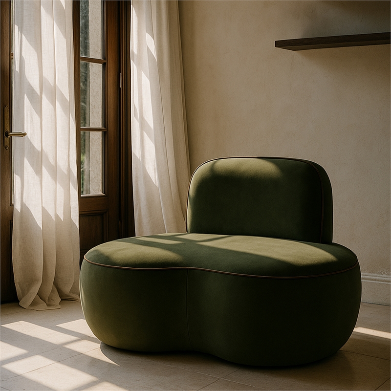 Bowery Hill Contemporary Green Durable Velvet Upholstered Chair