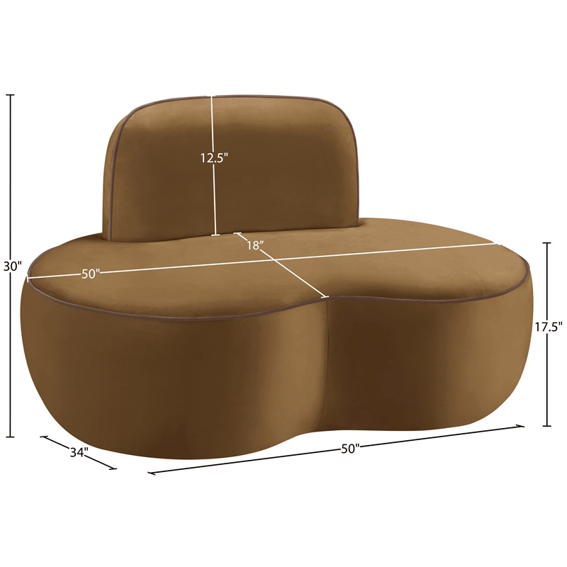 Bowery Hill Contemporary Saddle Durable Velvet Upholstered Chair