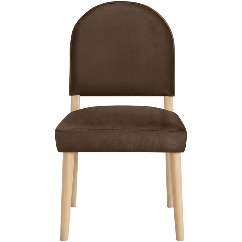 Bowery Hill Contemporary Brown Velvet Upholstered Dining Chair (Set of 2)