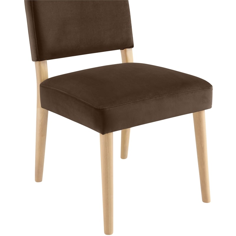 Bowery Hill Contemporary Brown Velvet Upholstered Dining Chair (Set of 2)