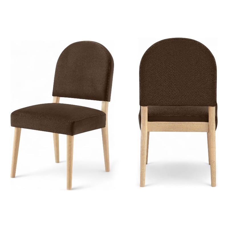 Bowery Hill Contemporary Brown Velvet Upholstered Dining Chair (Set of 2)