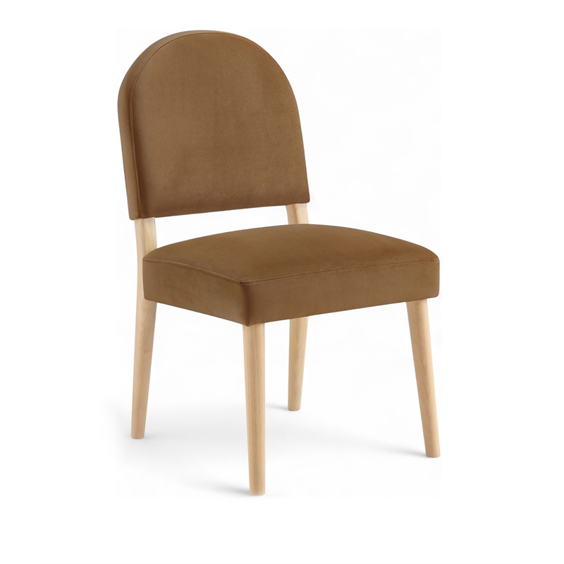 Bowery Hill Contemporary Saddle Velvet Upholstered Dining Chair (Set of 2)