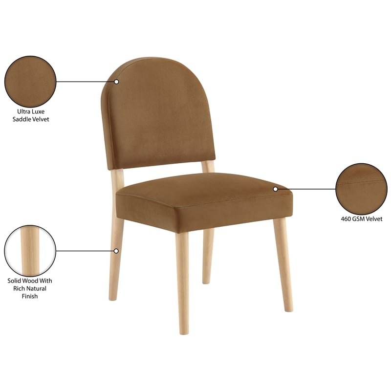 Bowery Hill Contemporary Saddle Velvet Upholstered Dining Chair (Set of 2)