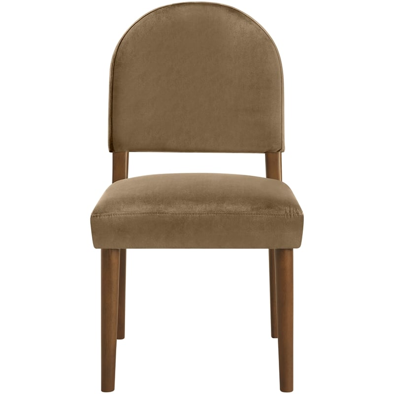 Bowery Hill Contemporary Beige Velvet Upholstered Dining Chair (Set of 2)
