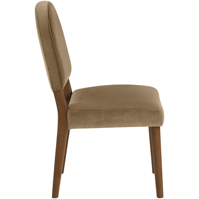 Bowery Hill Contemporary Beige Velvet Upholstered Dining Chair (Set of 2)
