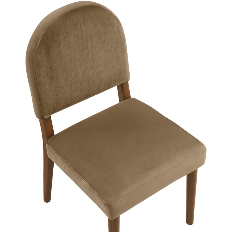 Bowery Hill Contemporary Beige Velvet Upholstered Dining Chair (Set of 2)