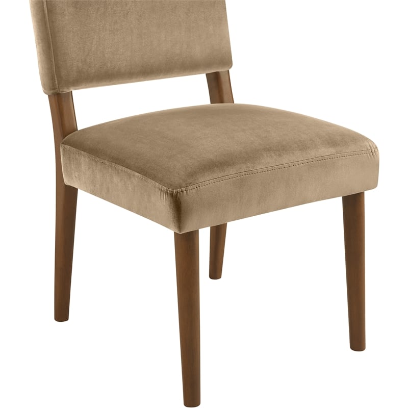 Bowery Hill Contemporary Beige Velvet Upholstered Dining Chair (Set of 2)