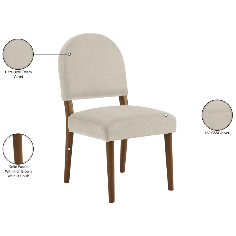 Bowery Hill Contemporary Cream Velvet Upholstered Dining Chair (Set of 2)