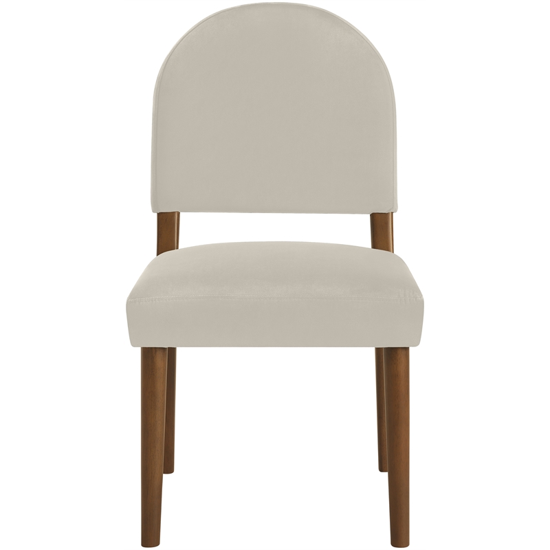 Bowery Hill Contemporary Cream Velvet Upholstered Dining Chair (Set of 2)
