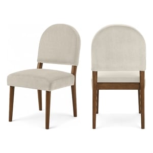 Bowery Hill Contemporary Cream Velvet Upholstered Dining Chair (Set of 2)