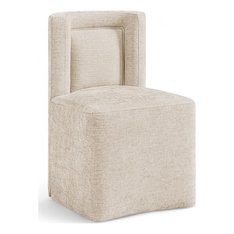 Bowery Hill Contemporary Soft Beige Chenille Fabric Dining Chair