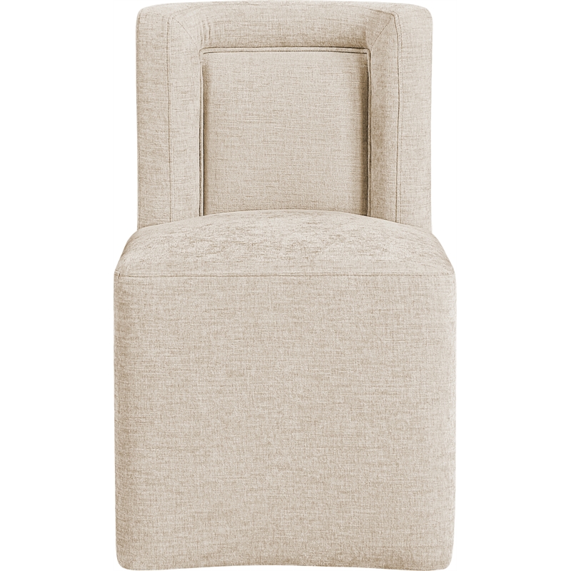 Bowery Hill Contemporary Soft Beige Chenille Fabric Dining Chair