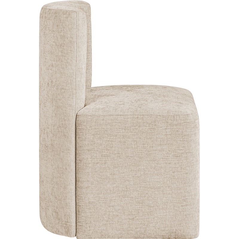 Bowery Hill Contemporary Soft Beige Chenille Fabric Dining Chair