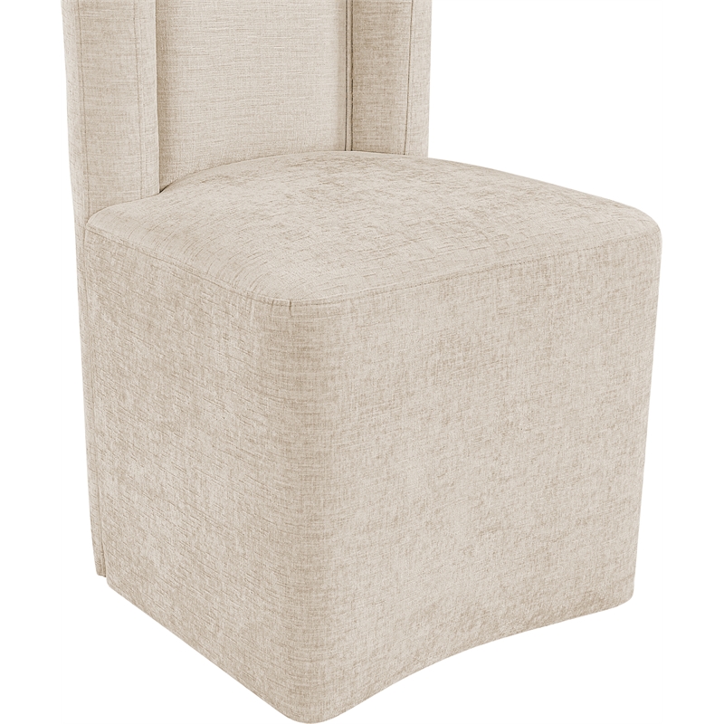 Bowery Hill Contemporary Soft Beige Chenille Fabric Dining Chair