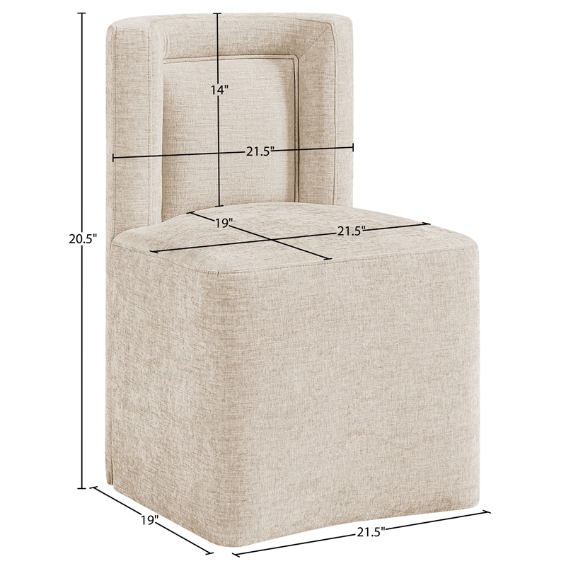 Bowery Hill Contemporary Soft Beige Chenille Fabric Dining Chair
