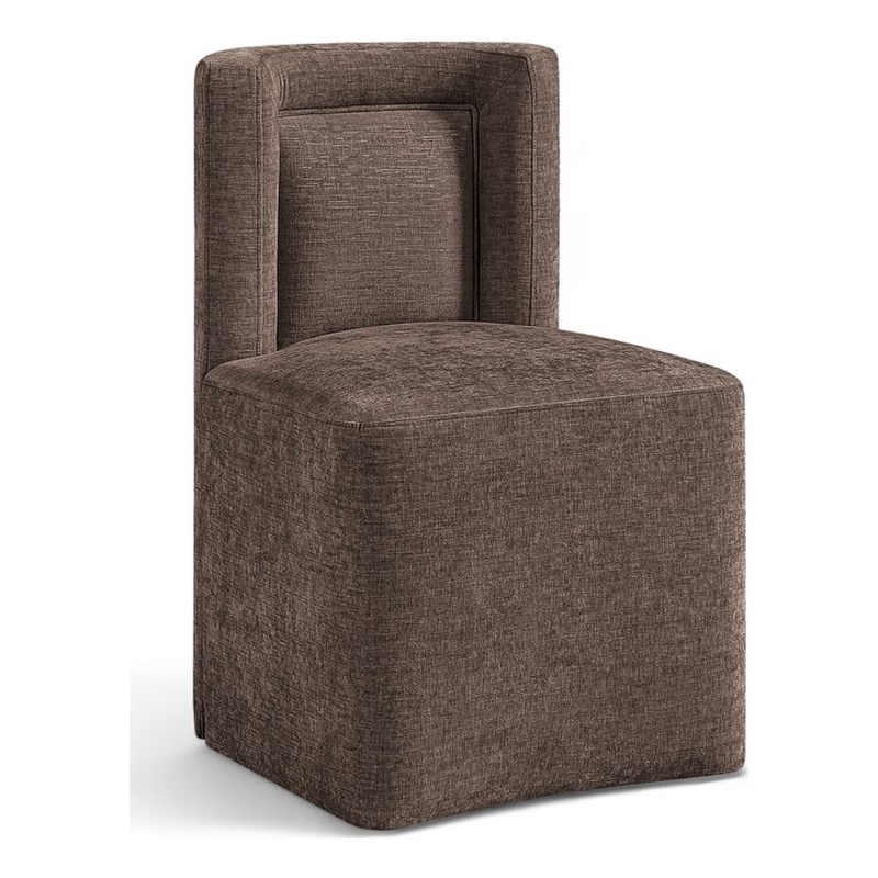 Bowery Hill Contemporary Soft Brown Chenille Fabric Dining Chair