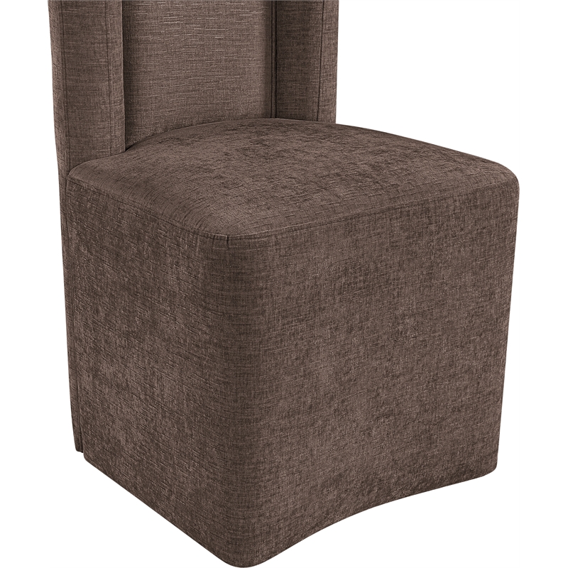 Bowery Hill Contemporary Soft Brown Chenille Fabric Dining Chair