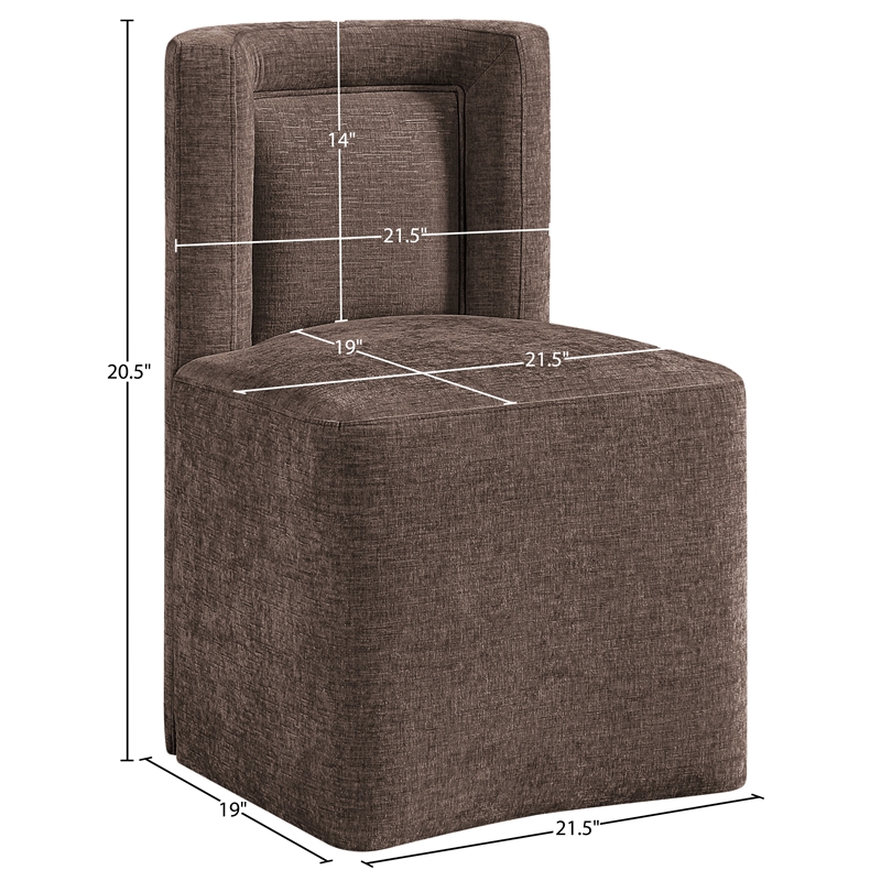 Bowery Hill Contemporary Soft Brown Chenille Fabric Dining Chair