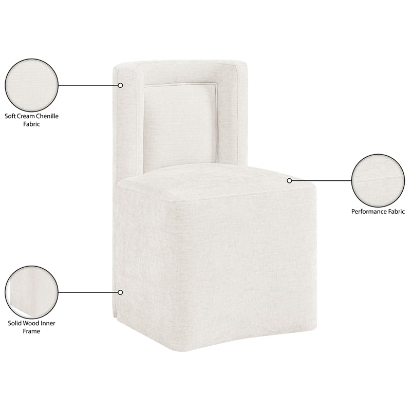 Bowery Hill Contemporary Soft Cream Chenille Fabric Dining Chair