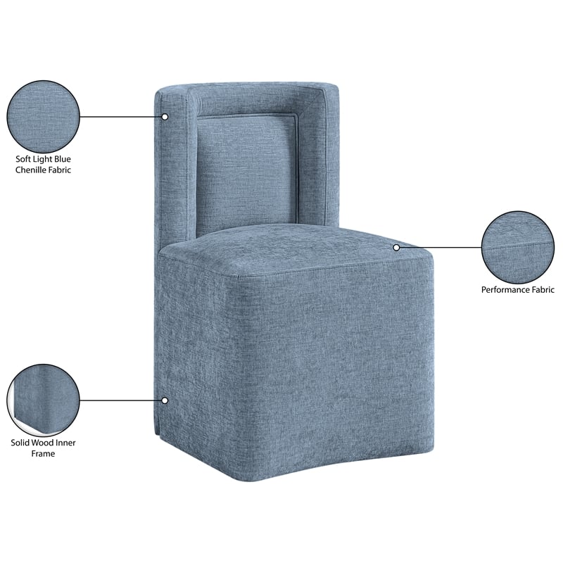 Bowery Hill Contemporary Light Blue Chenille Fabric Dining Chair