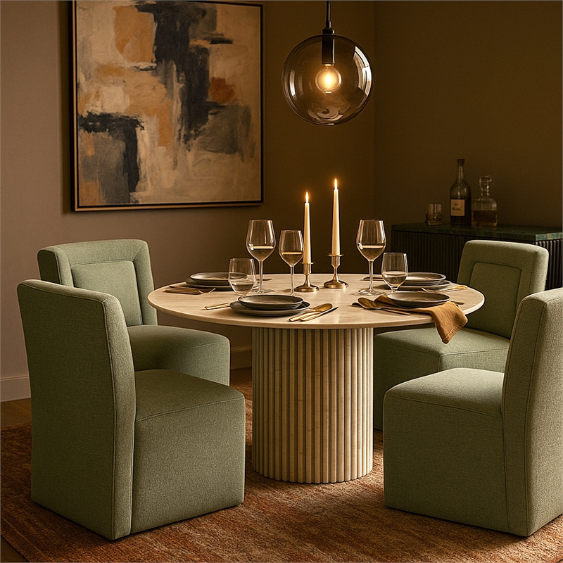 Bowery Hill Contemporary Soft Mint Chenille Fabric Dining Chair