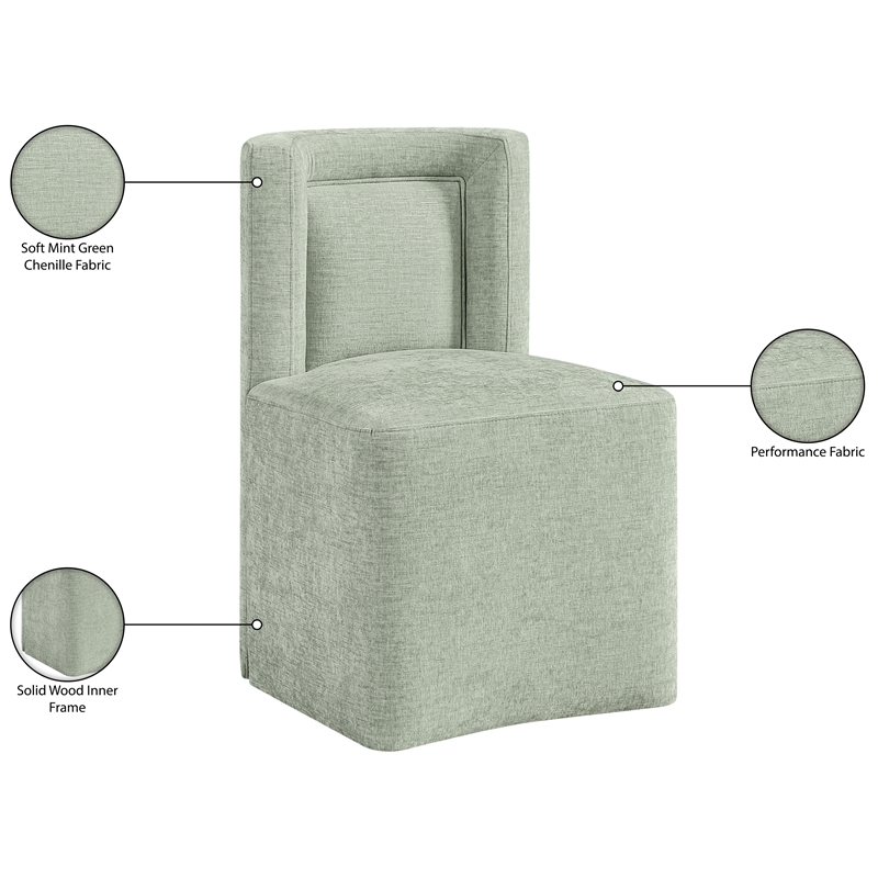Bowery Hill Contemporary Soft Mint Chenille Fabric Dining Chair