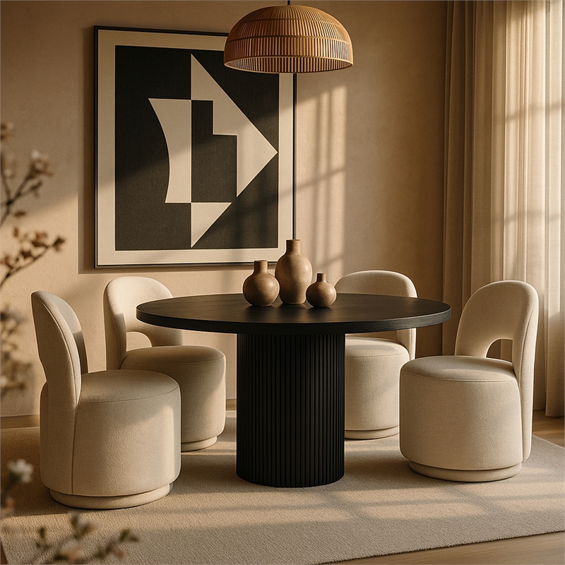 Bowery Hill Contemporary Beige Linen Textured FabricDining Chair (Set of 2)