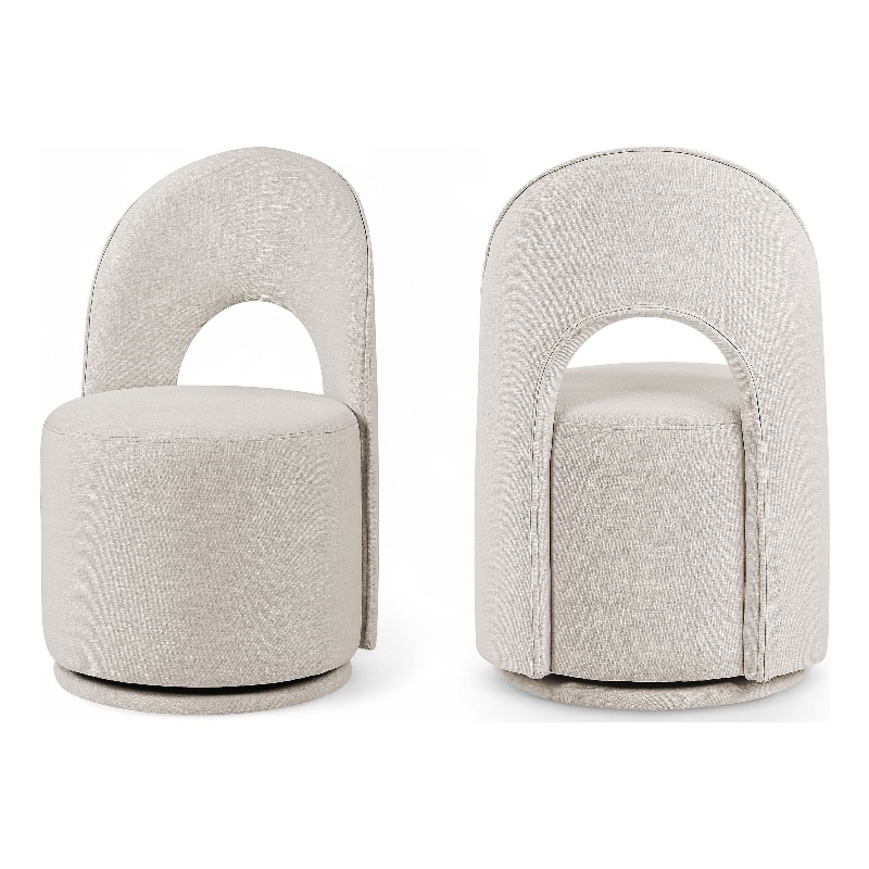 Bowery Hill Contemporary Beige Linen Textured FabricDining Chair (Set of 2)