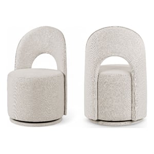 Bowery Hill Contemporary Beige Linen Textured FabricDining Chair (Set of 2)