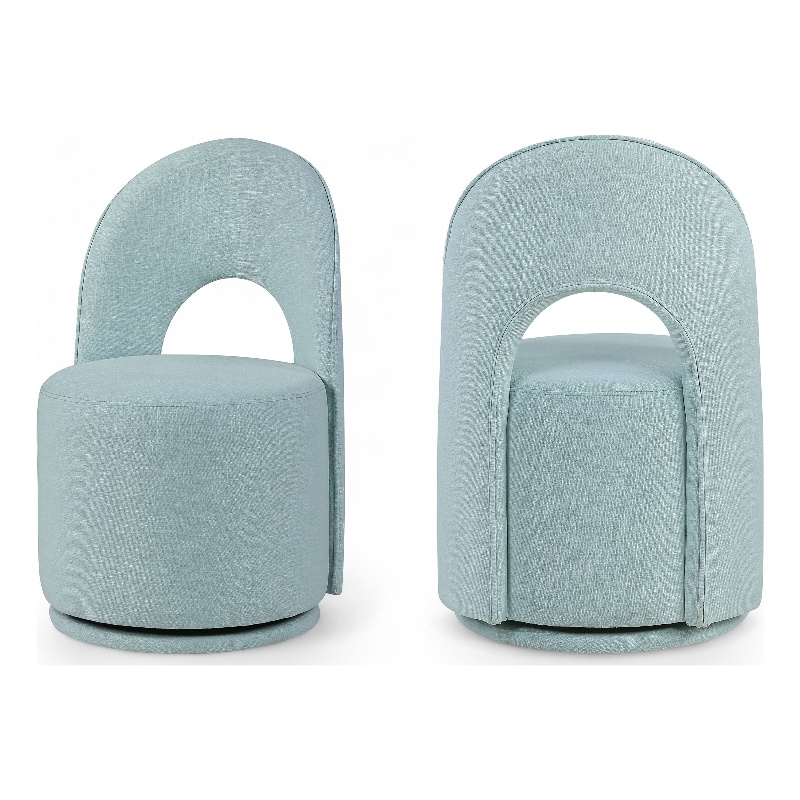 Bowery Hill Contemporary Lt Blue Linen Textured FabricDining Chair (Set of 2)