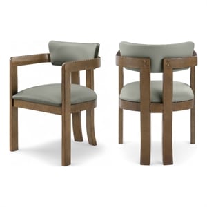 Bowery Hill Contemporary Olive Vegan Leather Dining Arm Chair (Set of 2)