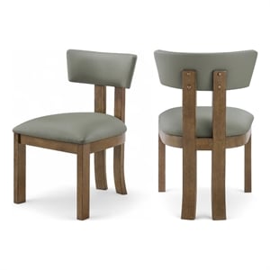 Bowery Hill Contemporary Olive Vegan Leather Dining Side Chair (Set of 2)