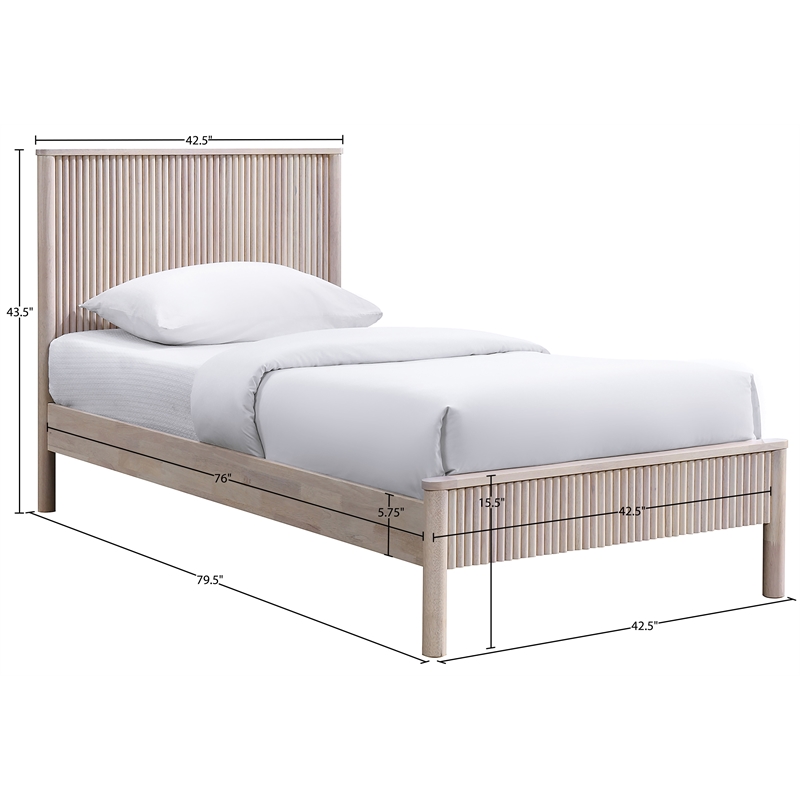 Bowery Hill Mid-Century Modern Rich Natural Solid Wood Twin Bed