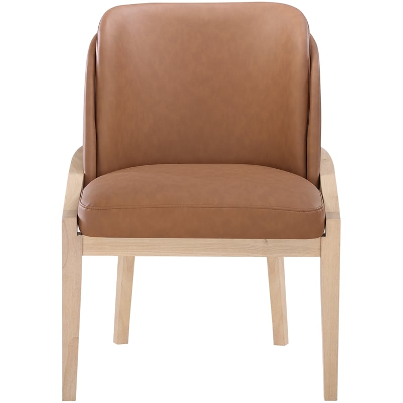 Bowery Hill Contemporary Cognac Vegan Leather Upholstered Dining Chair