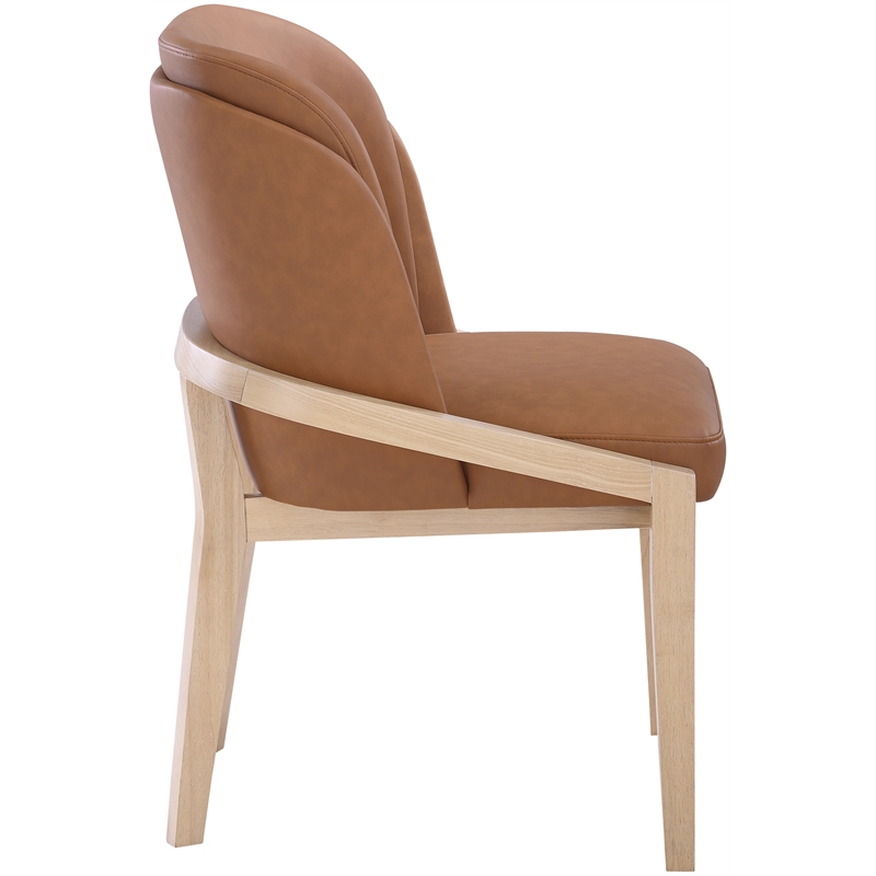 Bowery Hill Contemporary Cognac Vegan Leather Upholstered Dining Chair