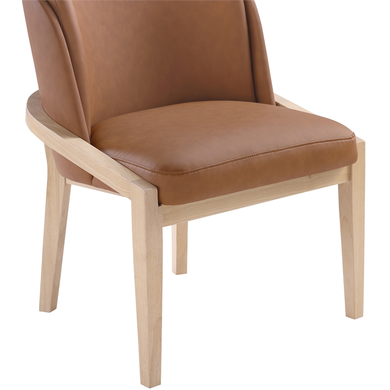 Bowery Hill Contemporary Cognac Vegan Leather Upholstered Dining Chair