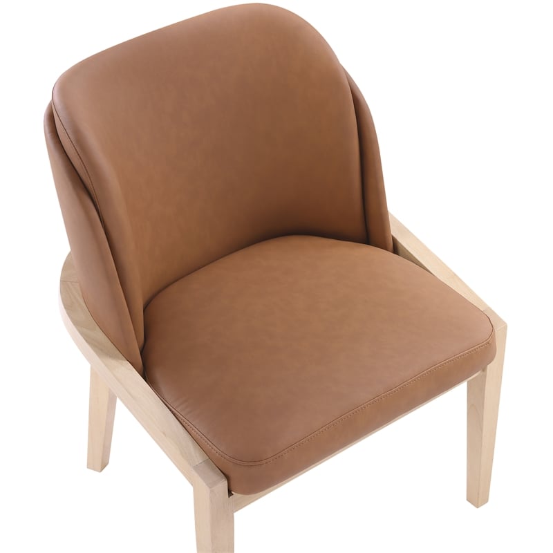 Bowery Hill Contemporary Cognac Vegan Leather Upholstered Dining Chair