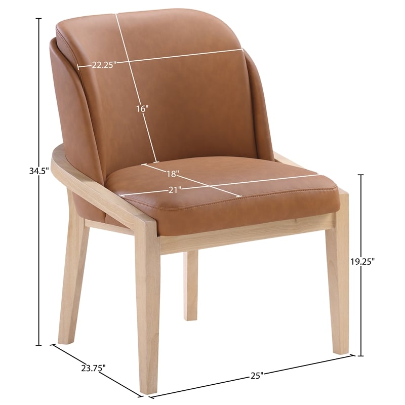 Bowery Hill Contemporary Cognac Vegan Leather Upholstered Dining Chair