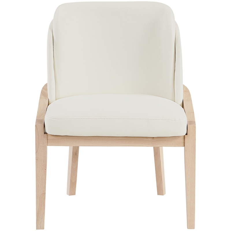 Bowery Hill Contemporary Cream Vegan Leather Upholstered Dining Chair