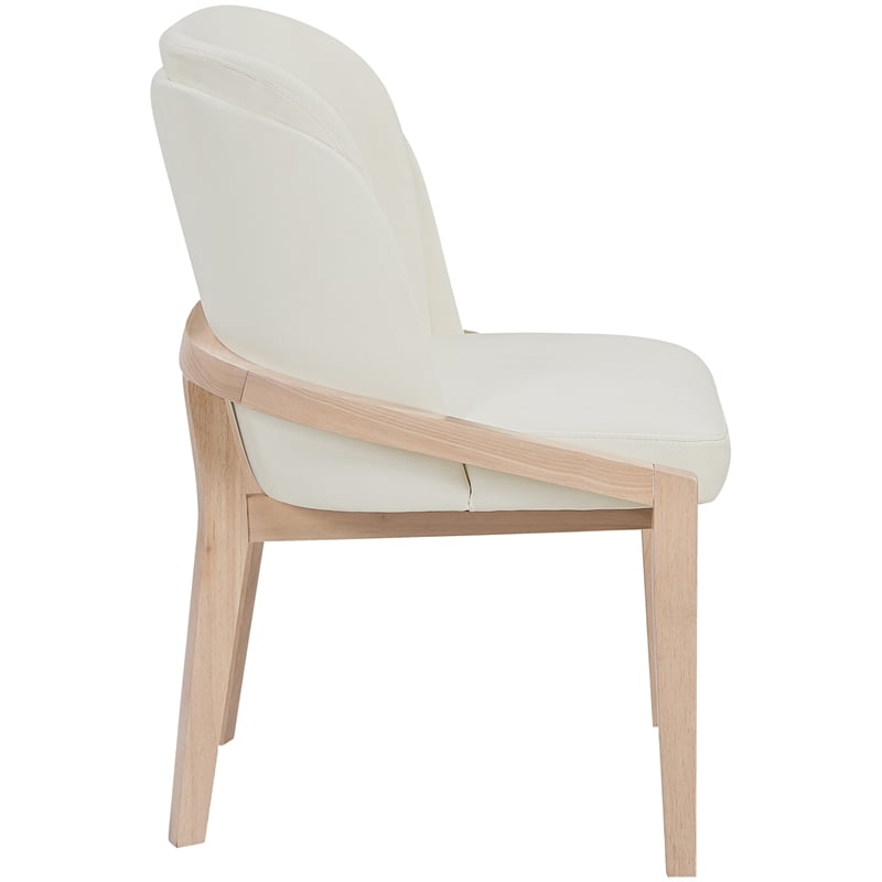 Bowery Hill Contemporary Cream Vegan Leather Upholstered Dining Chair