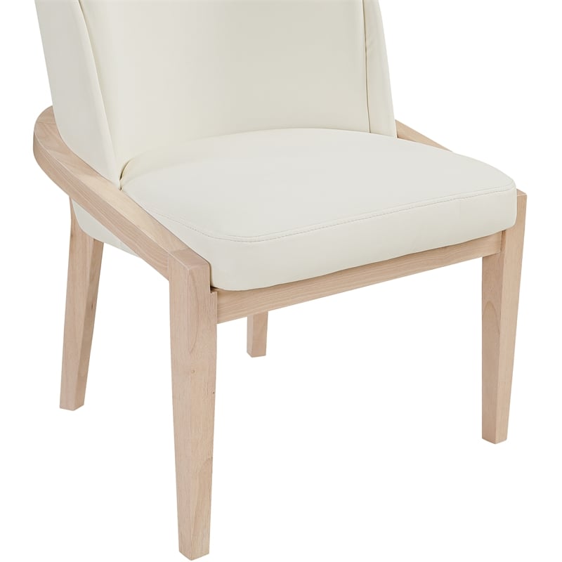 Bowery Hill Contemporary Cream Vegan Leather Upholstered Dining Chair