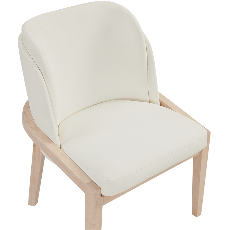 Bowery Hill Contemporary Cream Vegan Leather Upholstered Dining Chair