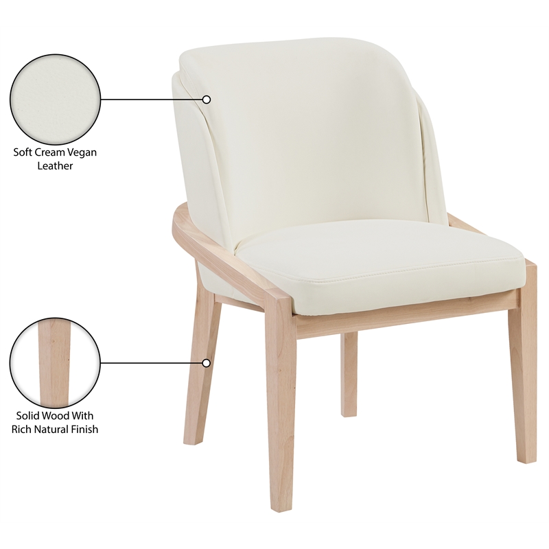 Bowery Hill Contemporary Cream Vegan Leather Upholstered Dining Chair
