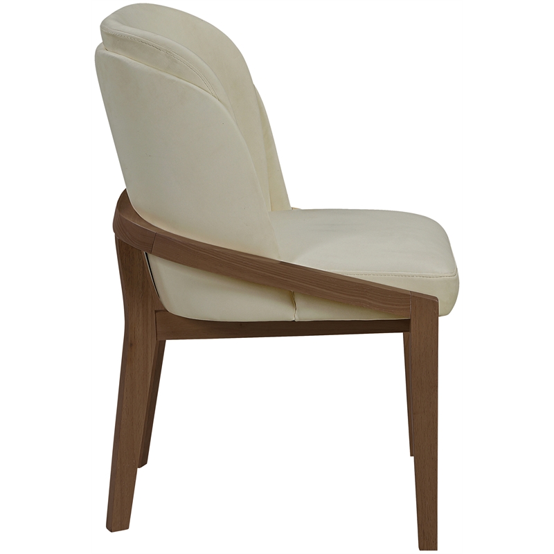 Bowery Hill Contemporary Beige Vegan Leather Upholstered Dining Chair