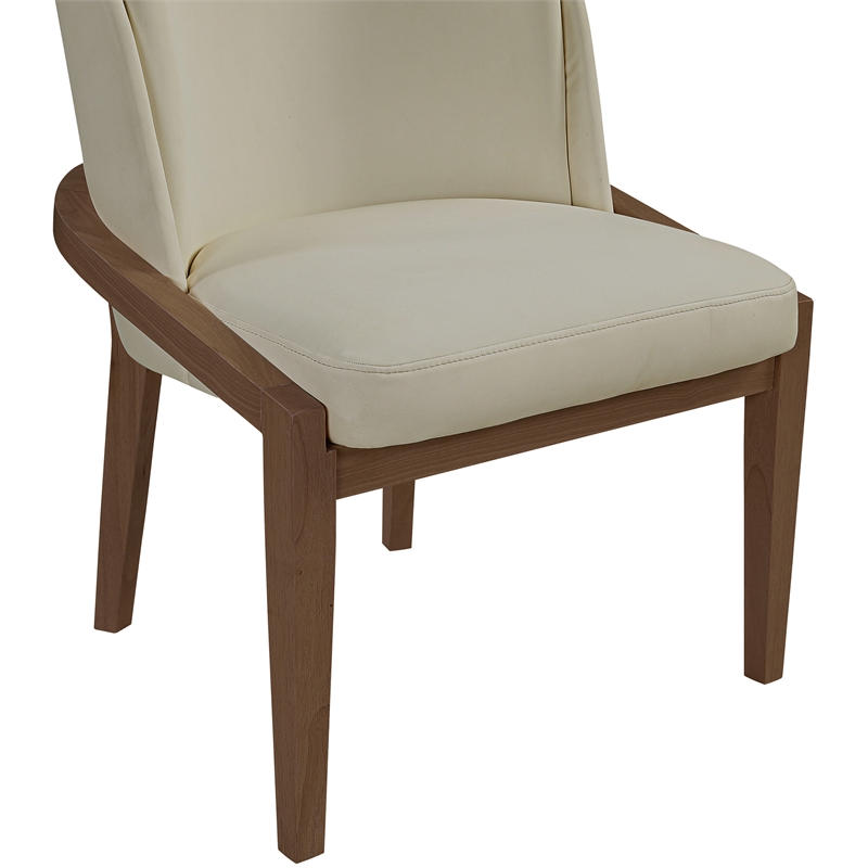 Bowery Hill Contemporary Beige Vegan Leather Upholstered Dining Chair