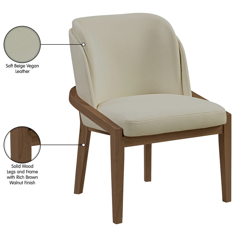 Bowery Hill Contemporary Beige Vegan Leather Upholstered Dining Chair