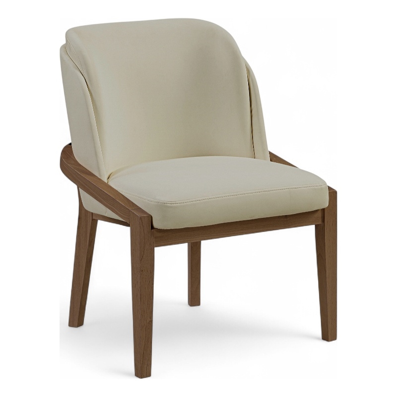 Bowery Hill Contemporary Beige Vegan Leather Upholstered Dining Chair