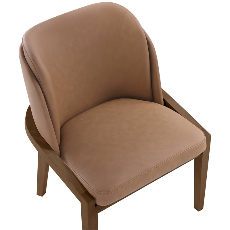 Bowery Hill Contemporary Brown Vegan Leather Upholstered Dining Chair