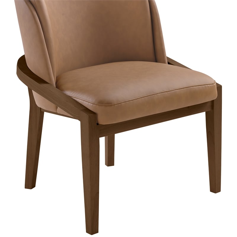 Bowery Hill Contemporary Brown Vegan Leather Upholstered Dining Chair